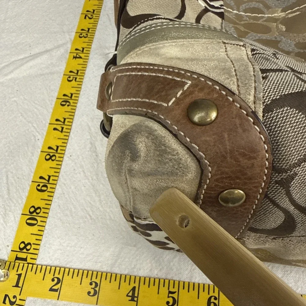 Vintage Coach 11496 Carly Brown Patchwork Jacquard Hobo Shoulder Bag Leopard